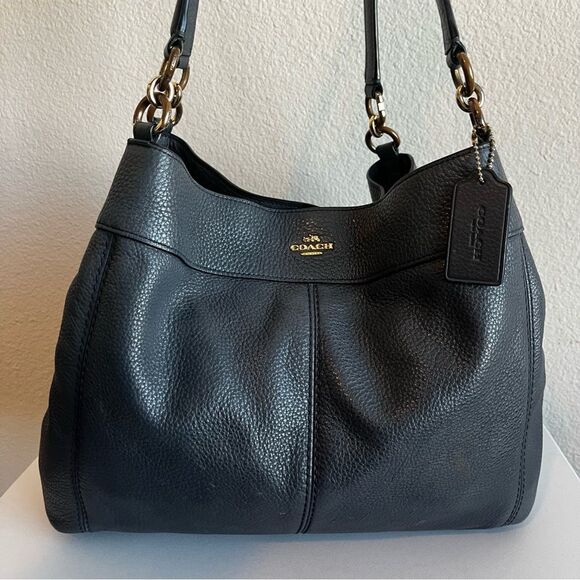 COACH Navy Blue Phoebe Lexy Shoulder Bag Tote Handbag Dalton Maggie - Picture 1 of 12